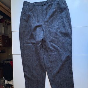 Classic High-Waist Wool Blend Trousers - Dark Gray